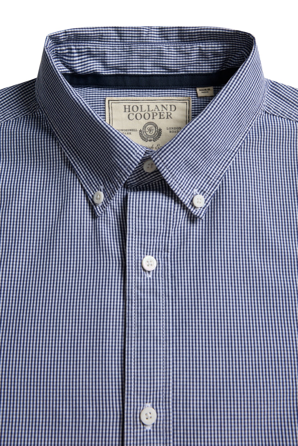 Men's Classic Fit Button Down Shirt (Micro Navy Gingham)