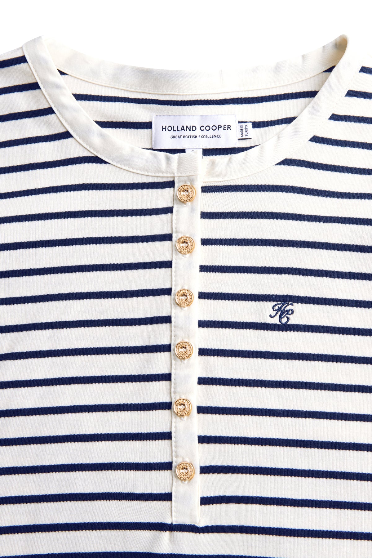Striped Grandad Top (Ink Navy)