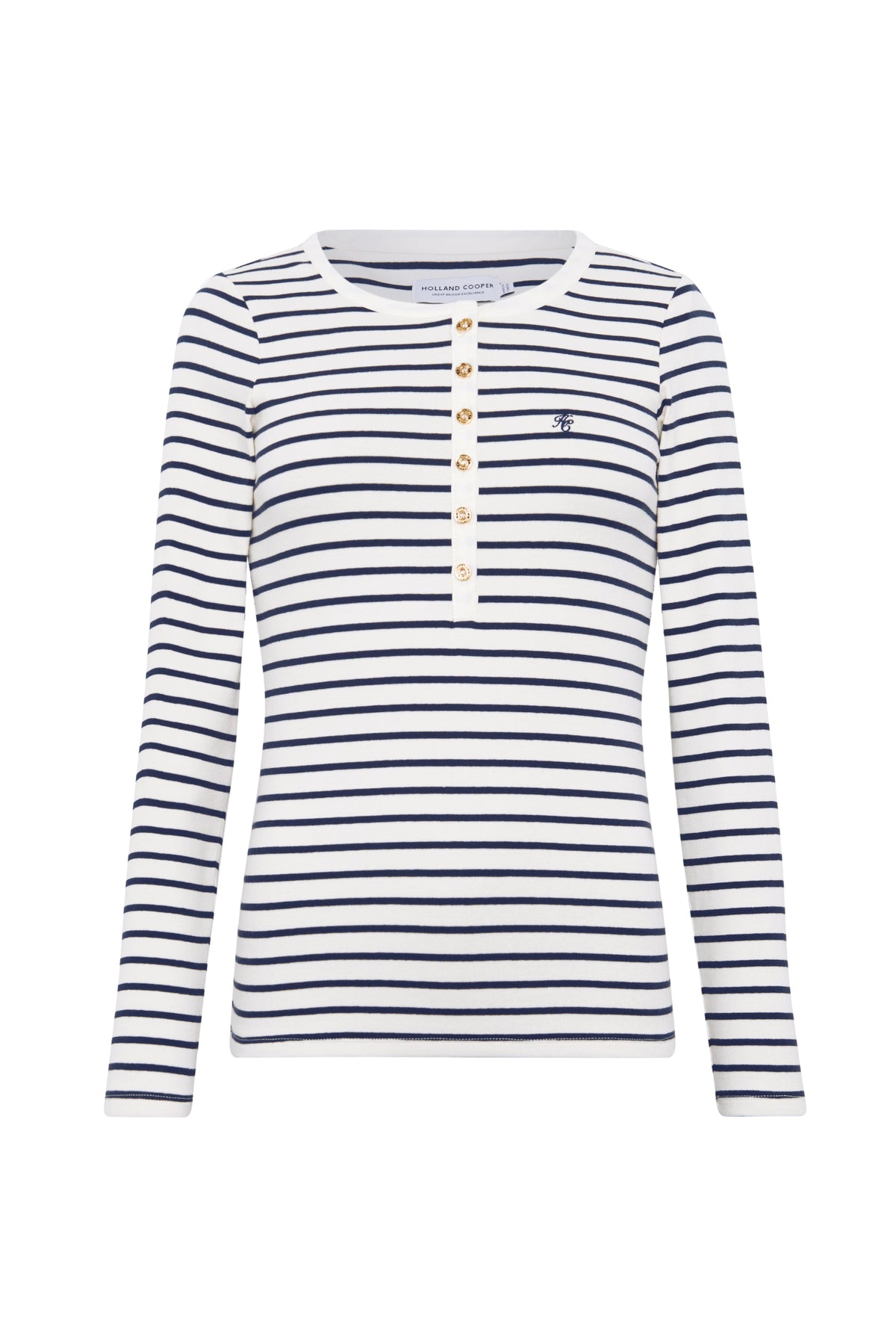 Striped Grandad Top (Ink Navy)
