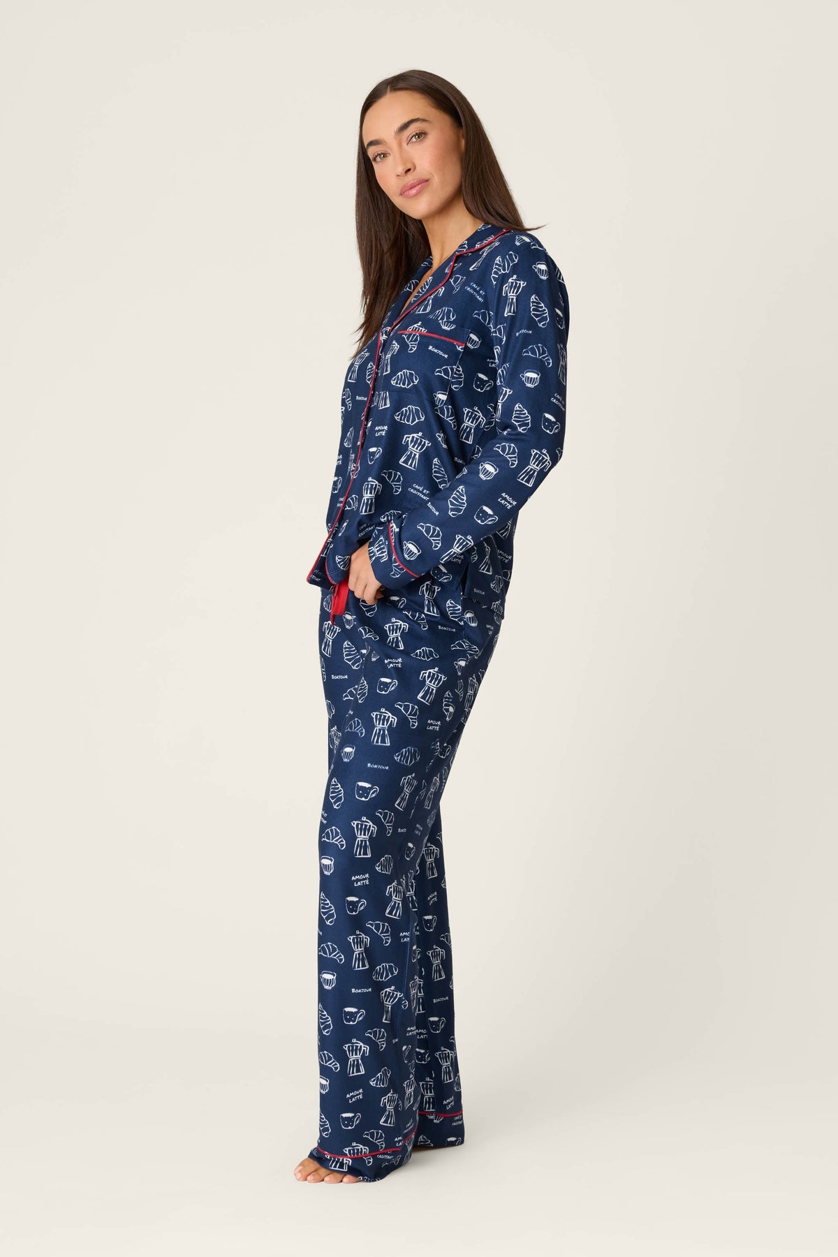Bonjour Babe French Breakfast Print Long Sleeve Pajama Set