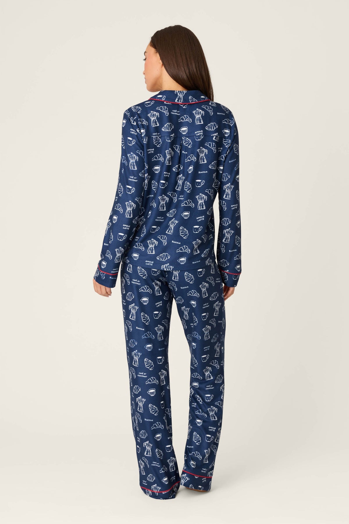 Bonjour Babe French Breakfast Print Long Sleeve Pajama Set