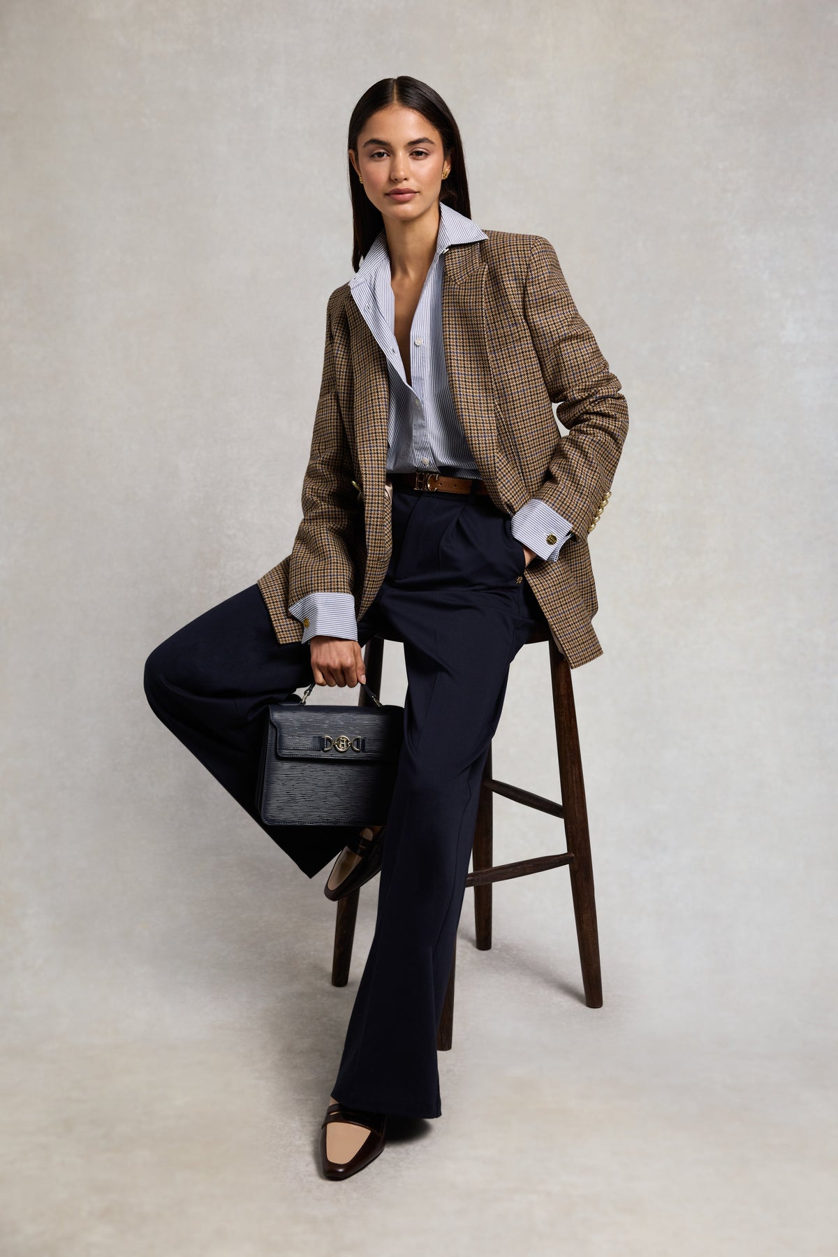 Relaxed Fit Shirt (Fine Navy Double Stripe)