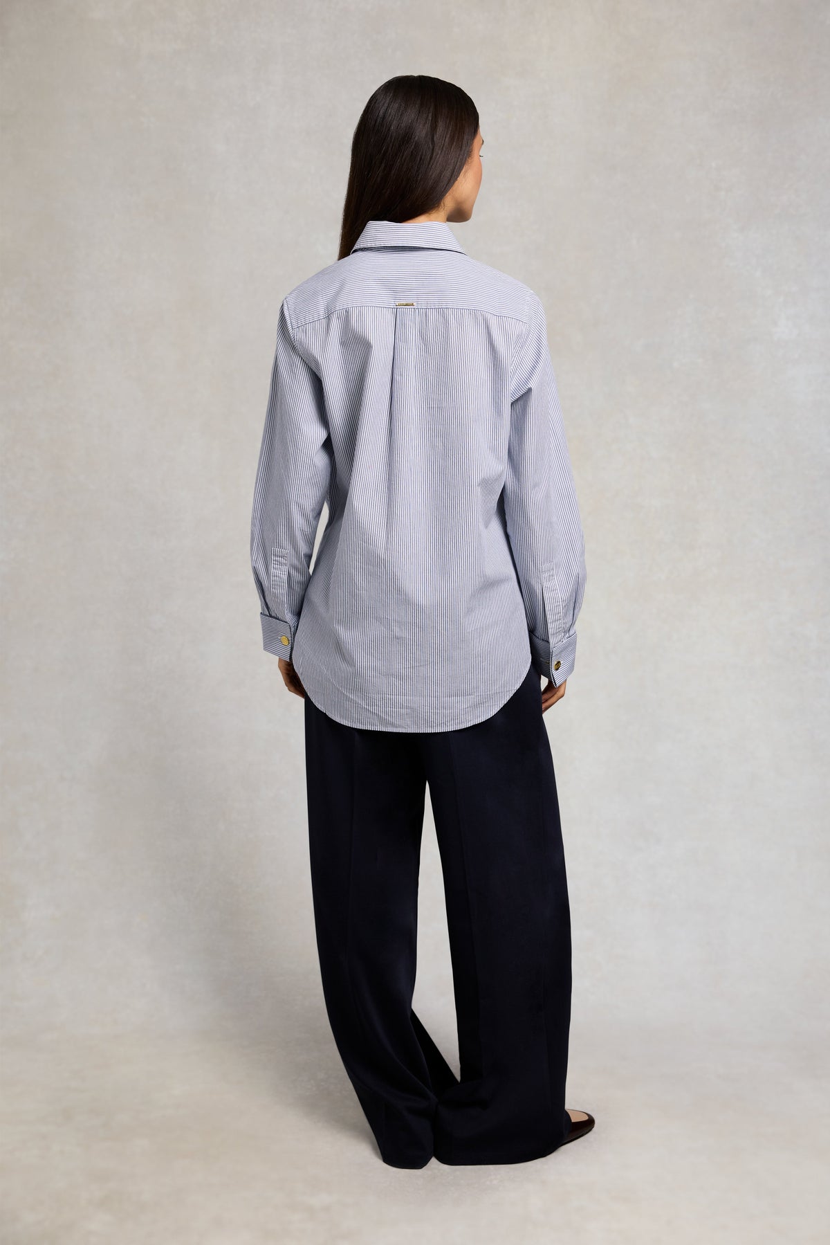 Relaxed Fit Shirt (Fine Navy Double Stripe)