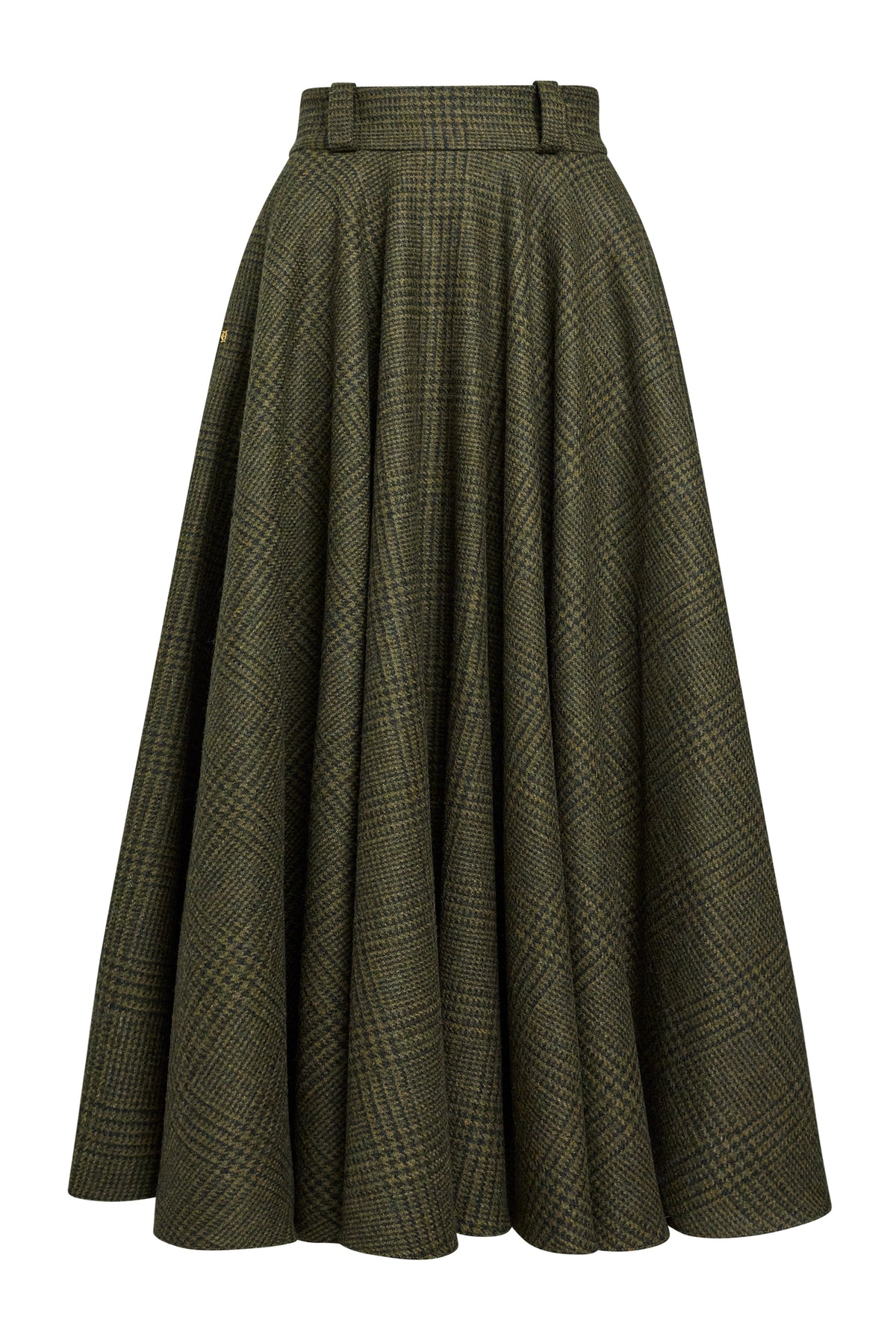 360 Maxi Tweed Circle Skirt (Forest Prince Of Wales)