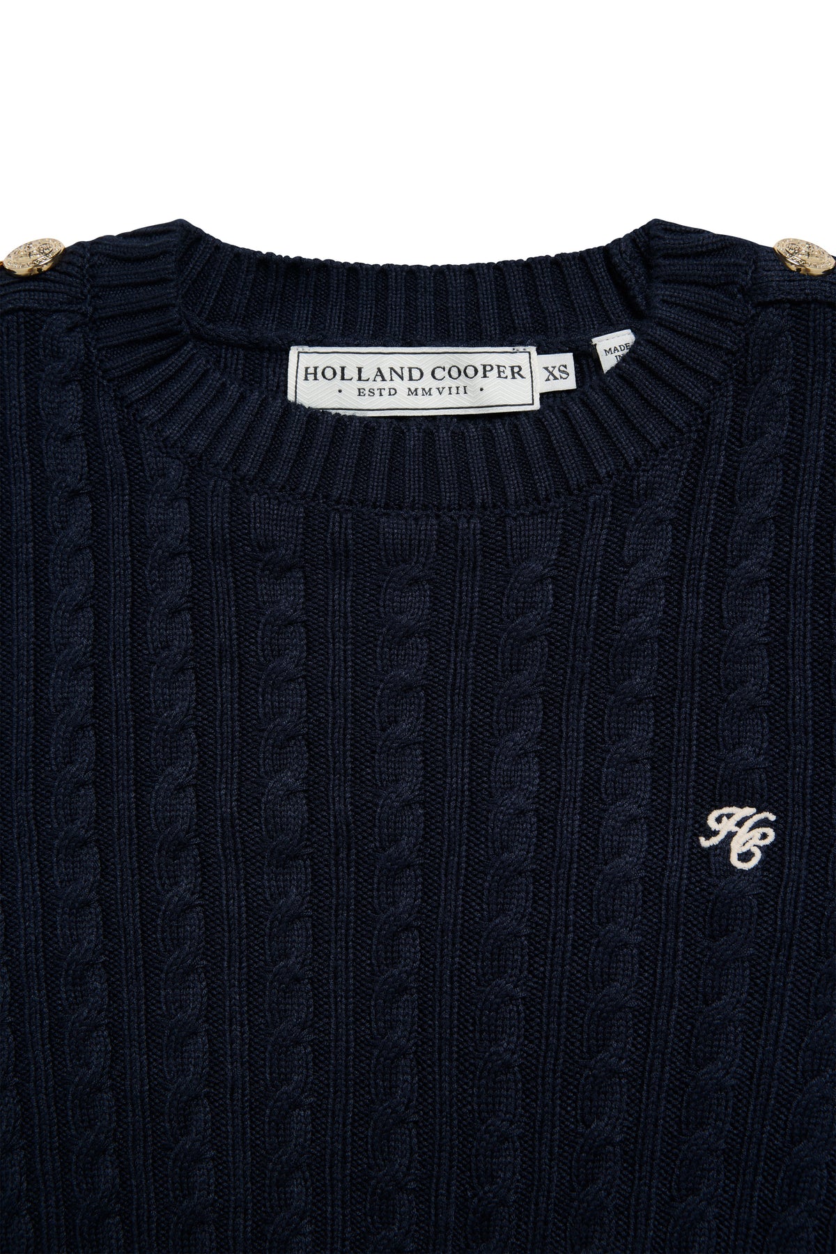 Seattle Cable Crew Knit (Ink Navy)