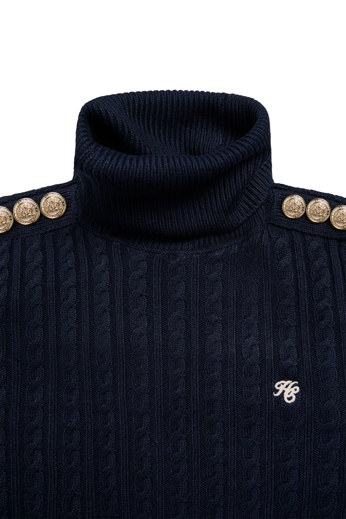 Seattle Roll Neck Cable Knit (Ink Navy)