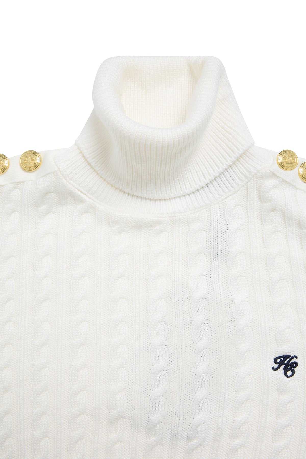 Seattle Roll Neck Cable Knit (Winter White)