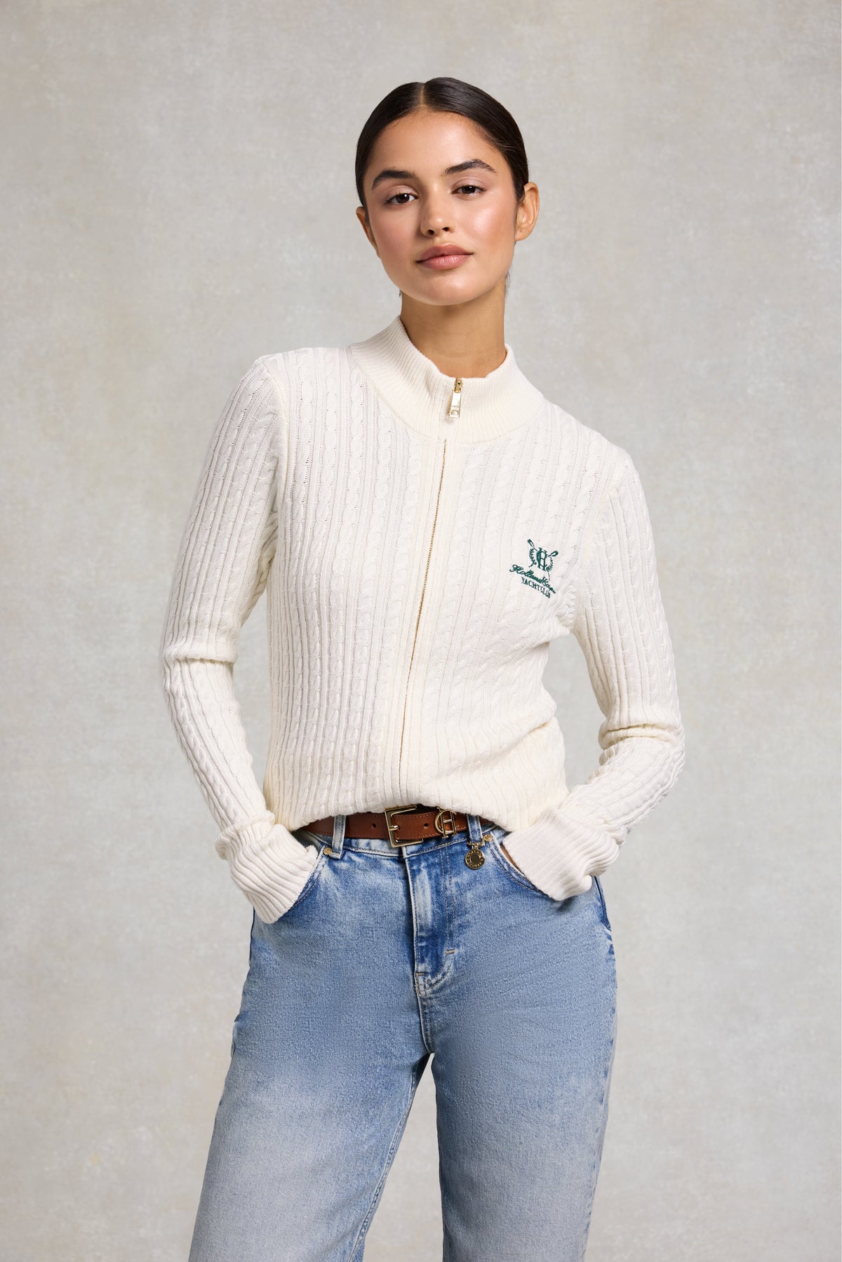 Seattle Zip Through Cardigan (Natural)