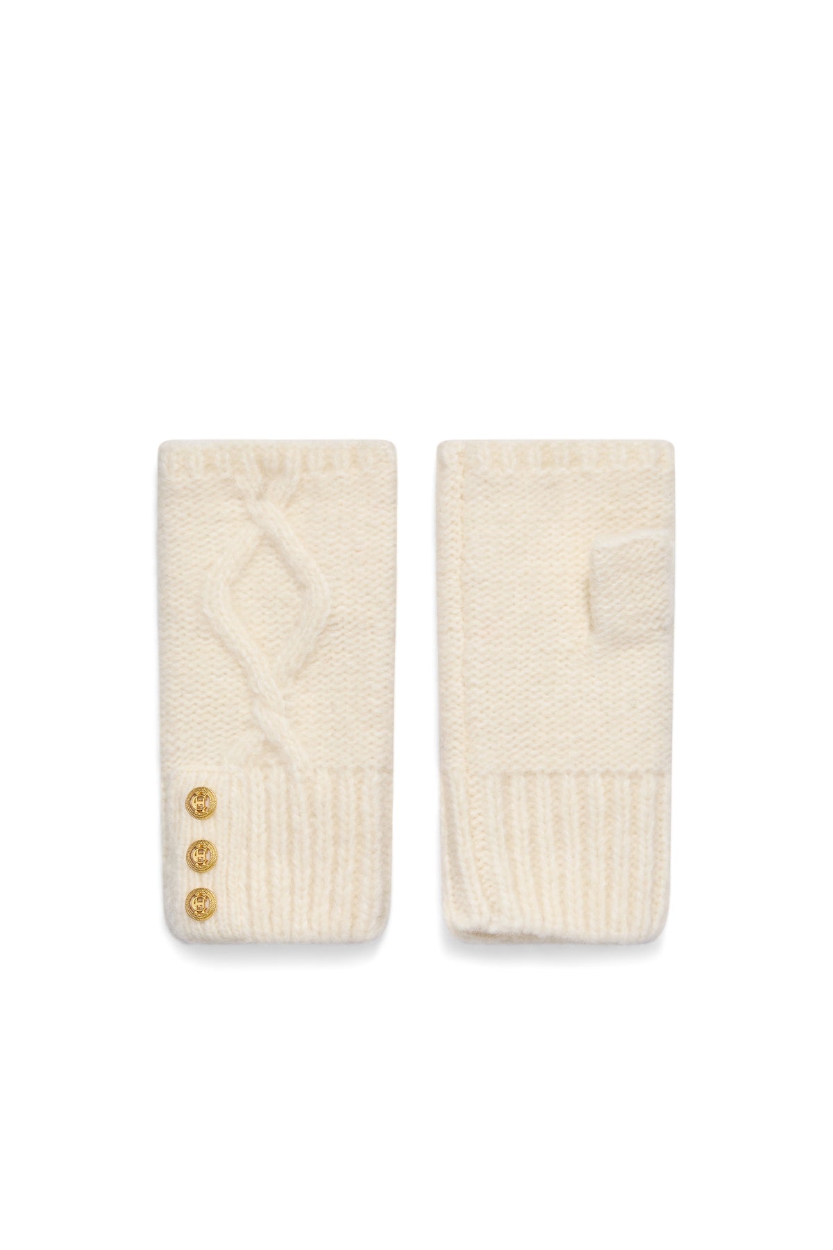 Sloane Cable Bobble Hat & Fingerless Glove Set (Cream)