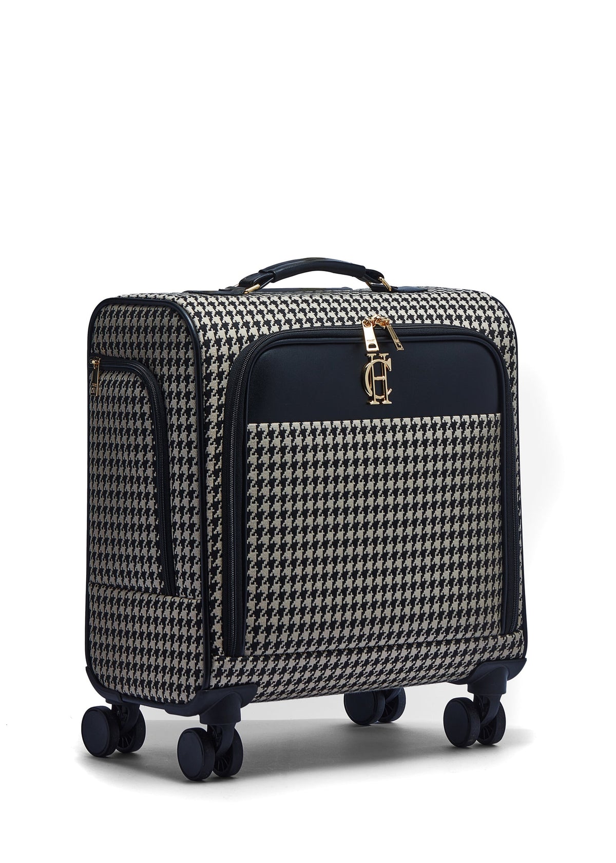 Knightsbridge Small Suitcase (Ecru Houndstooth)