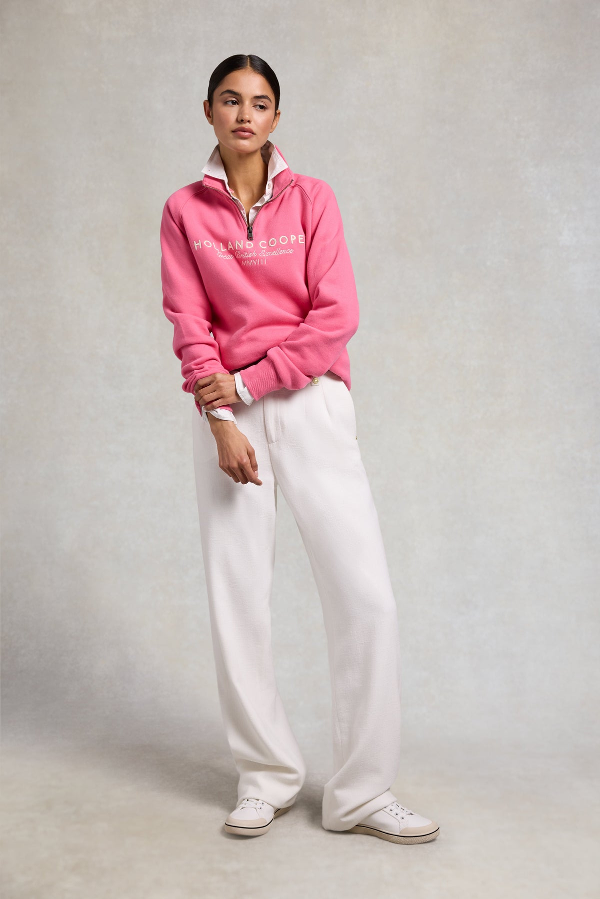 Sporting Goods Zip Henley (Peony Pink)