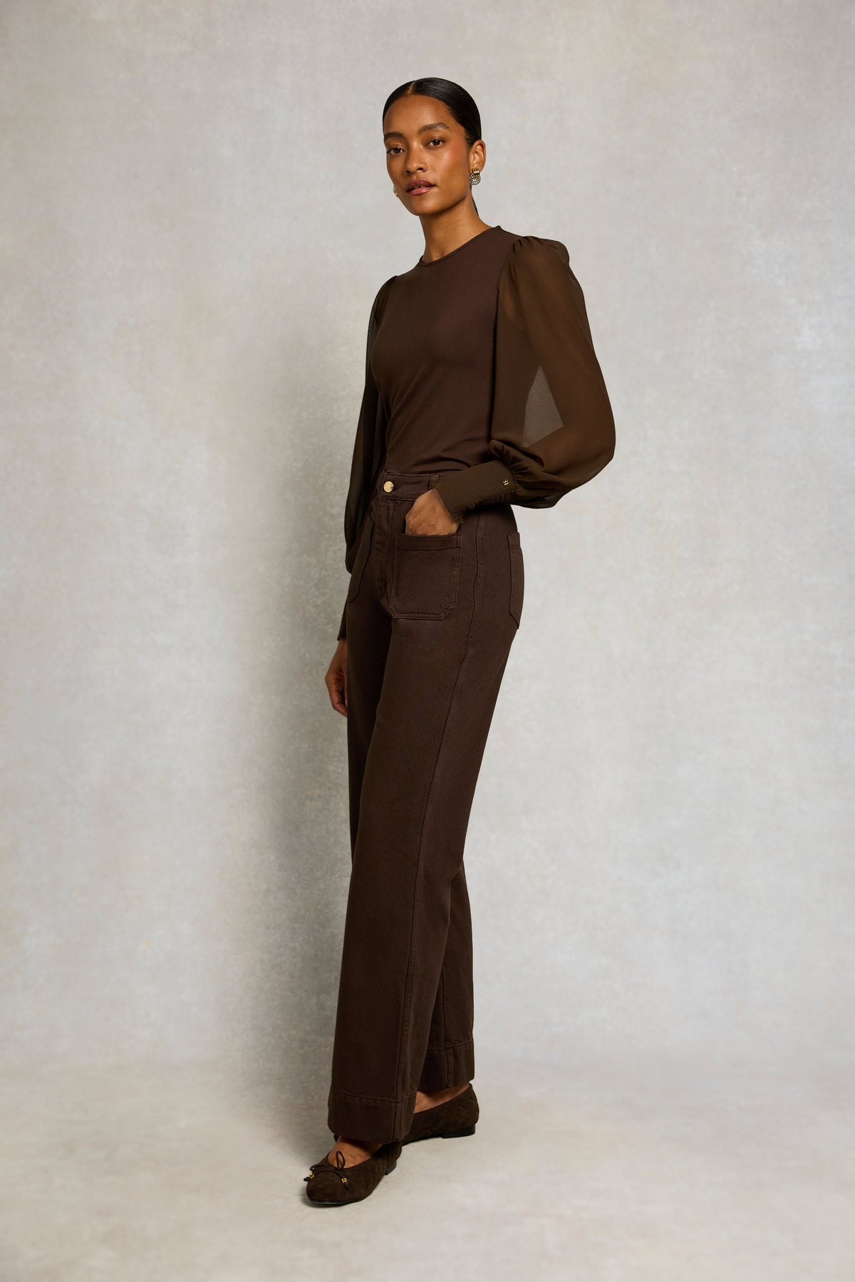 Supersoft Balloon Sleeve Top (Chocolate)