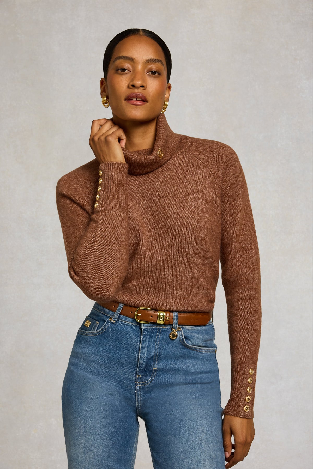 Tori Roll Neck Knit (Latte)