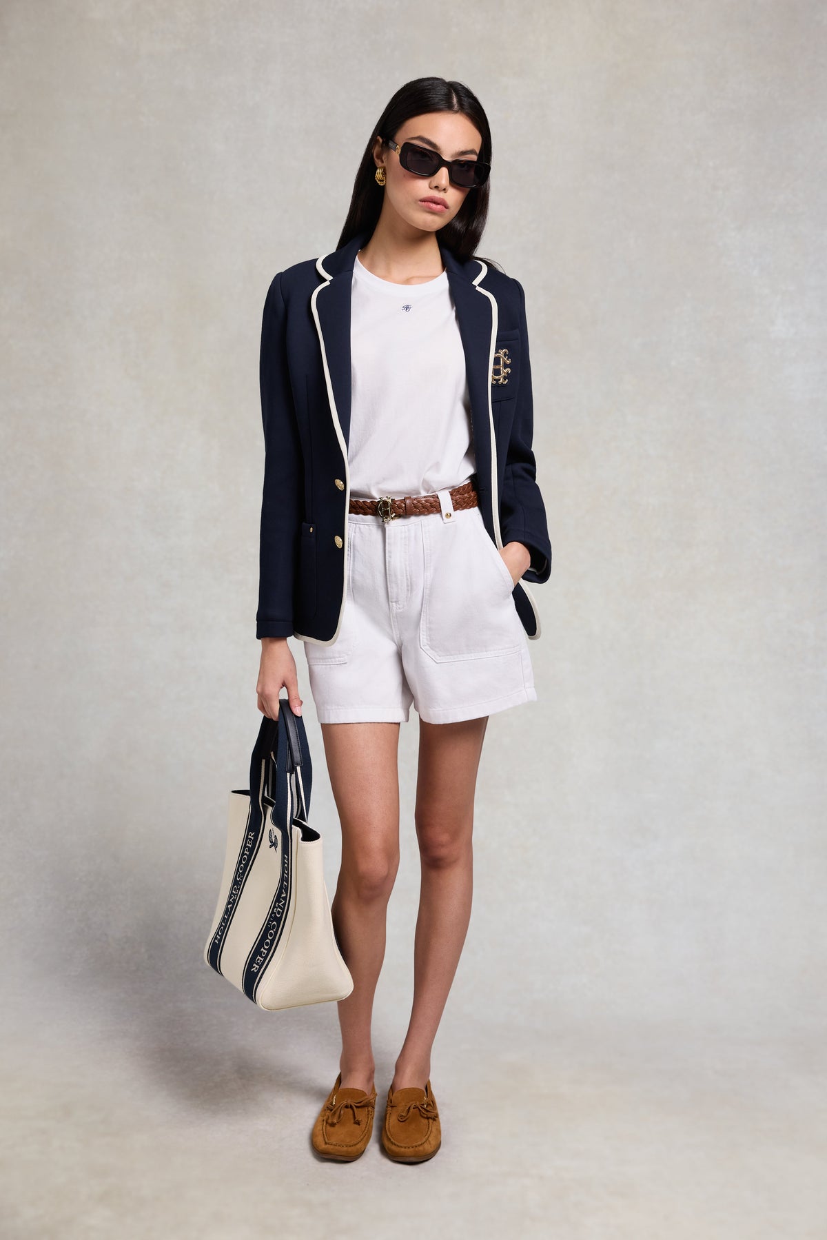 Utility Denim Shorts (White)