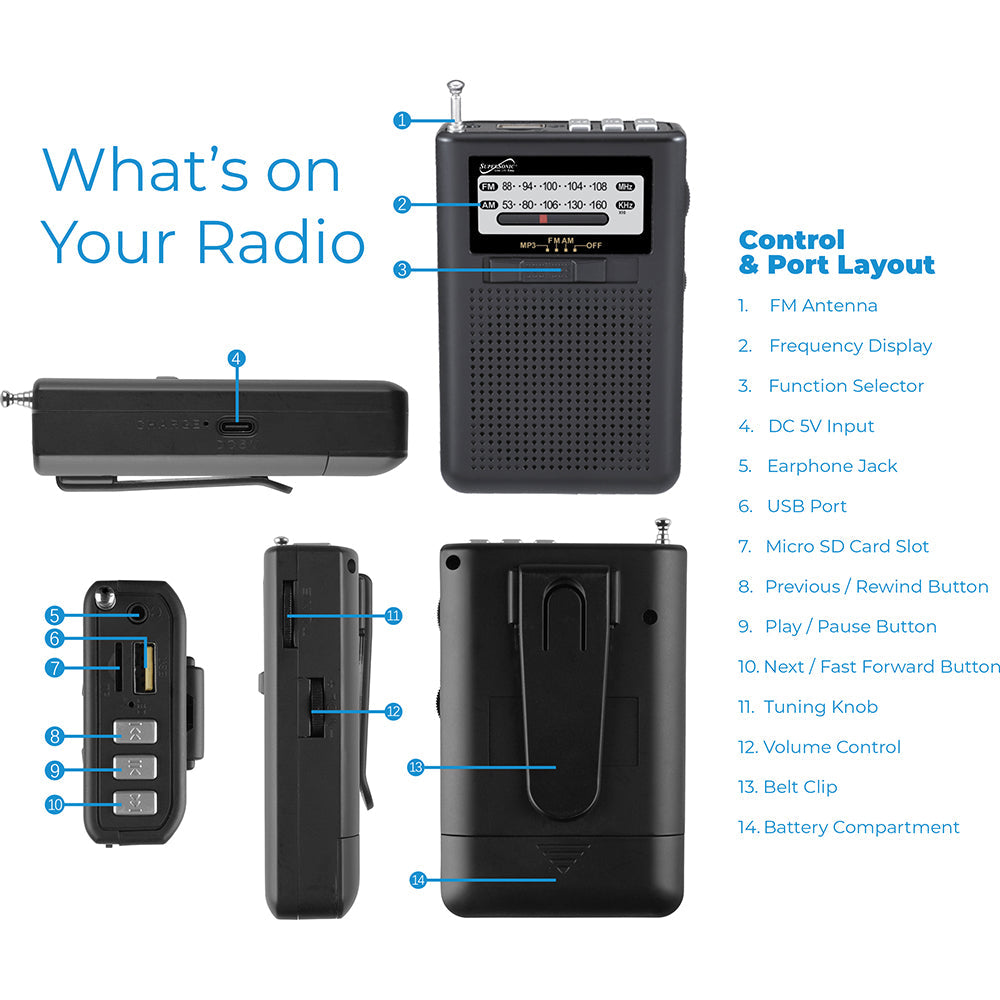 GoRadio+ Portable AM/FM Radio