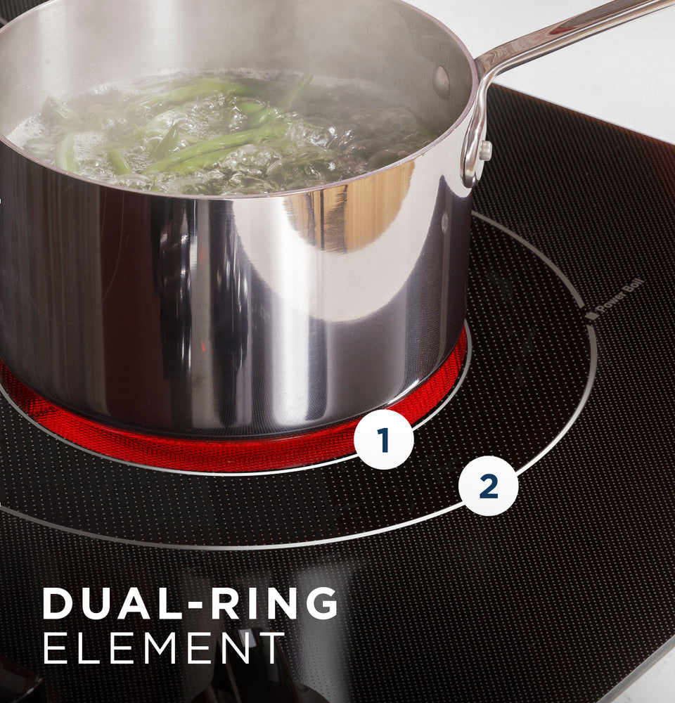 30" 5-Element Radiant Electric Cooktop in Black with Power Boil on Dual-Ring Element