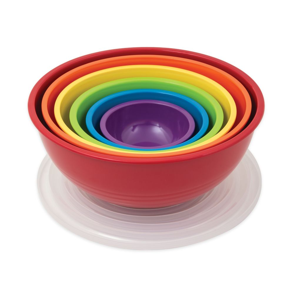 Set of 6 Melamine Mixing Bowls with Lids