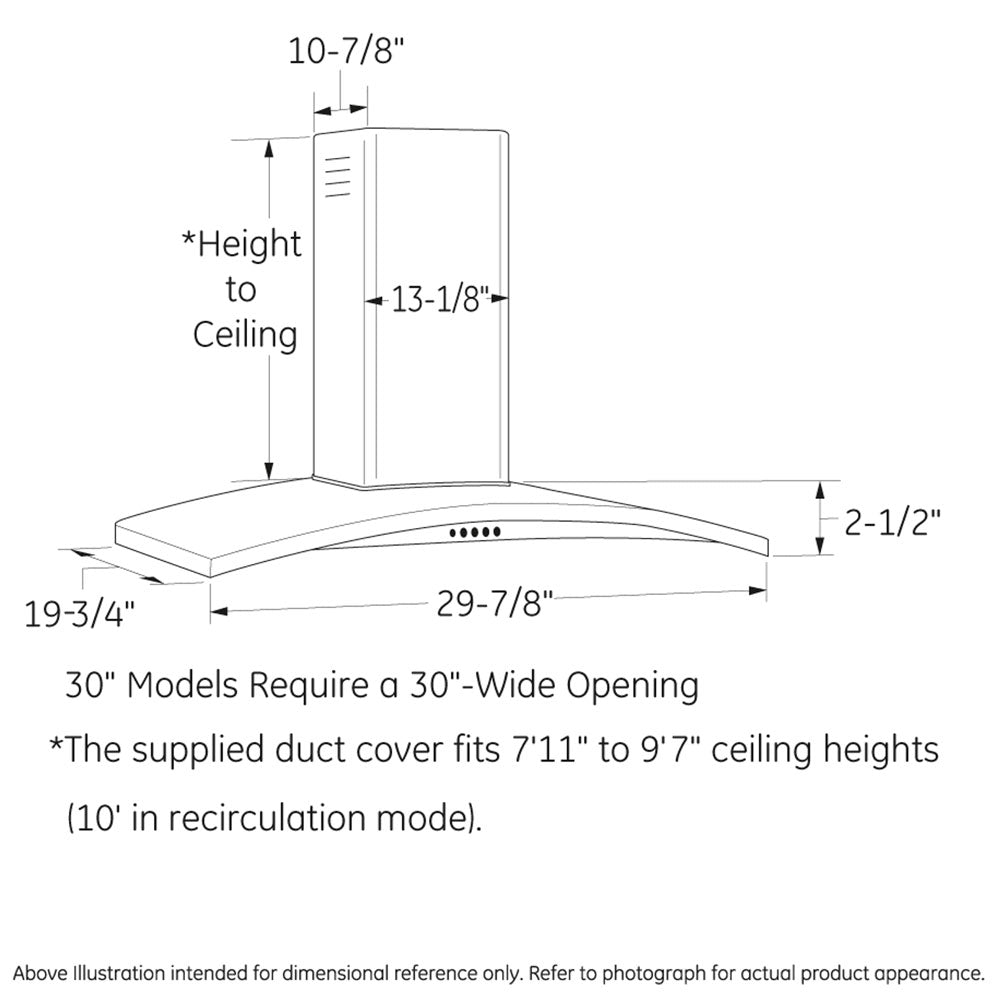 30" Wall-Mount Chimney Hood