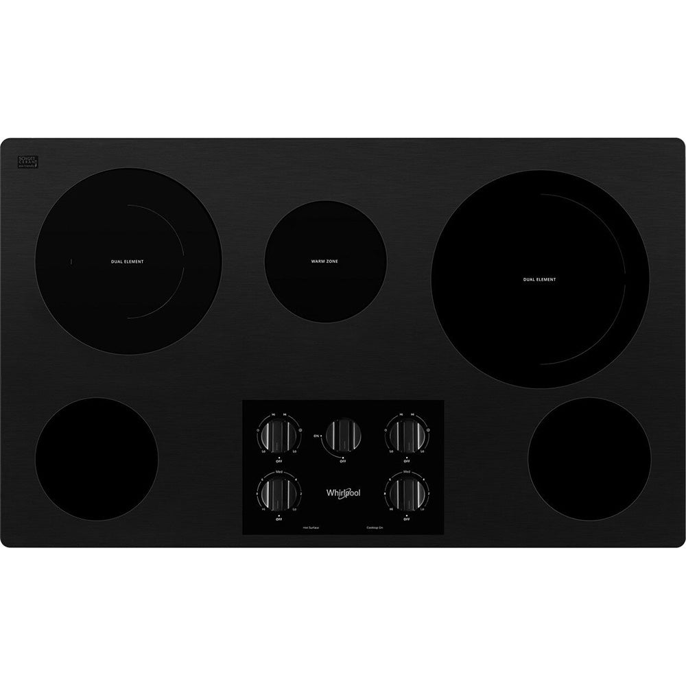 36" 5-Element Radiant Electric Cooktop in Black with Two Dual Radiant Elements