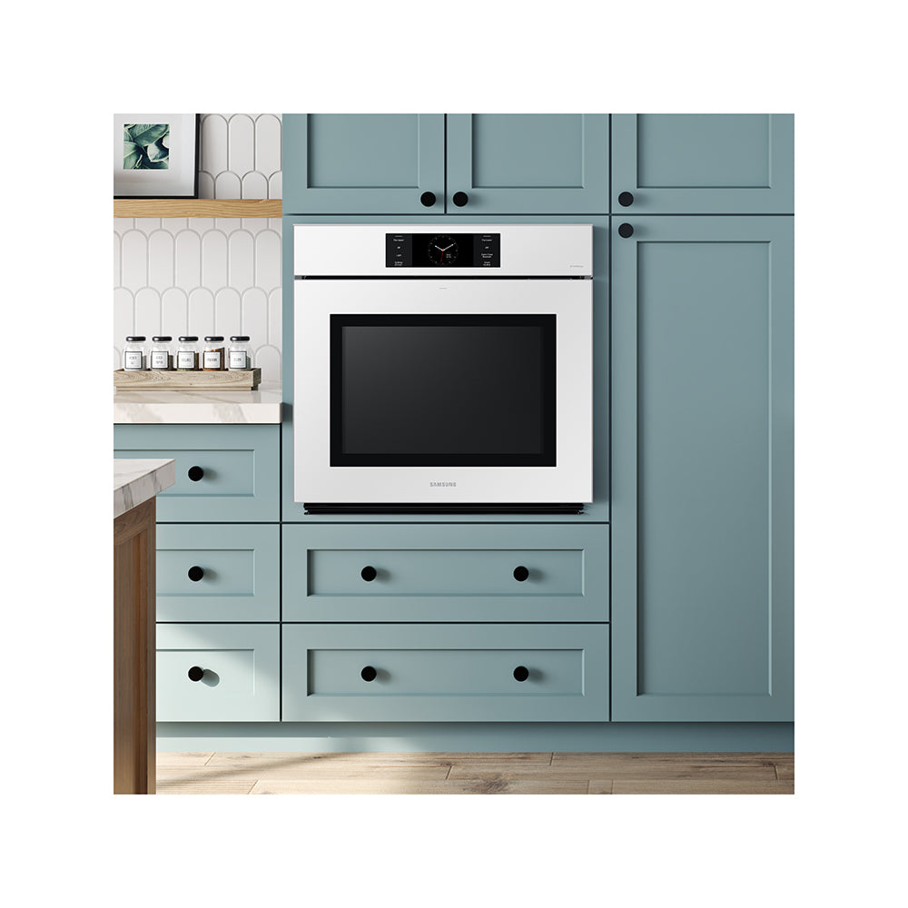 30" BESPOKE Single Wall Oven in White Glass with Steam Cook