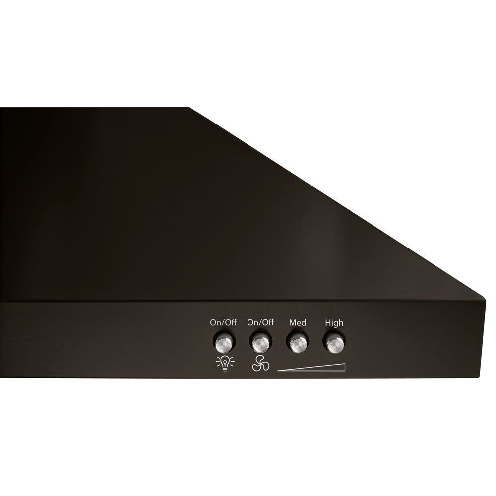 36" Contemporary Black Stainless Wall Mount Range Hood