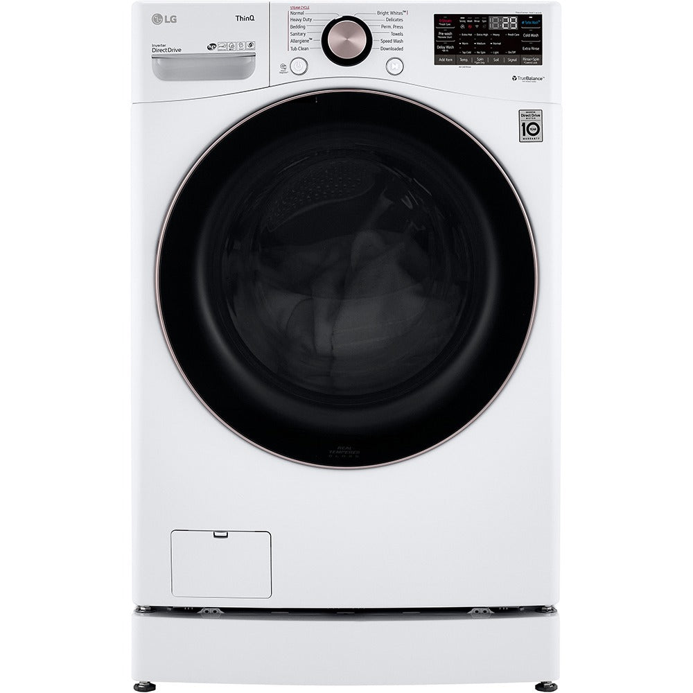 4.5 CuFt Smart Steam Sanitize Front Load Closet-Depth Washer with 7.4 CuFt Smart TurboSteam™ Front Load Electric Dryer in White