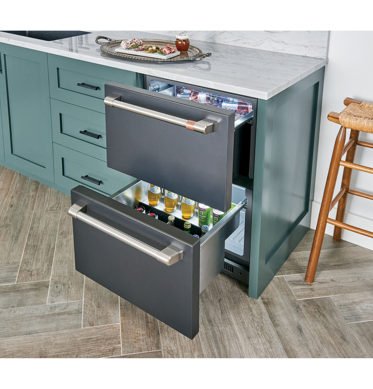 5.7 CuFt Double-Drawer Compact Refrigerator in Matte Black with Electronic Controls