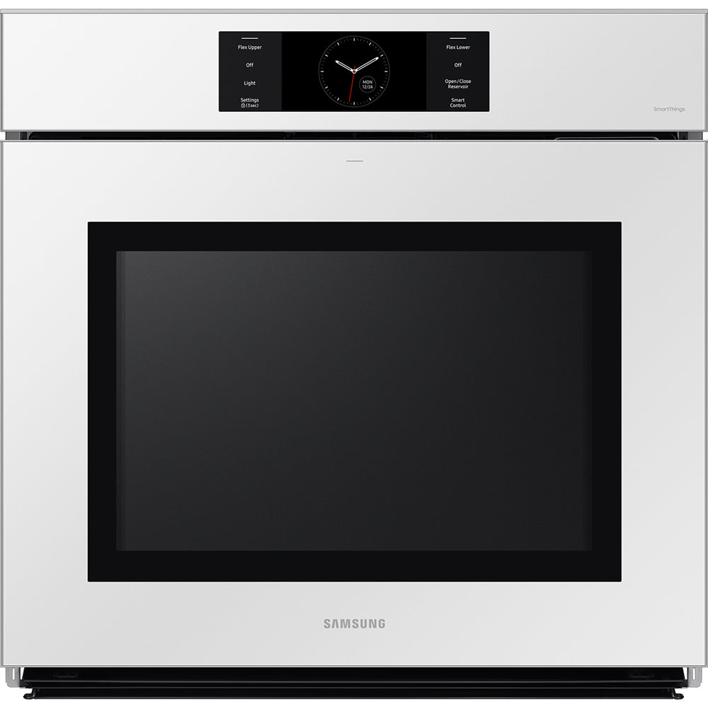 30" BESPOKE Single Wall Oven in White Glass with Steam Cook