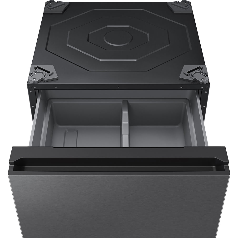 27" Bespoke Wide Laundry Pedestal with Storage Drawer - Dark Steel