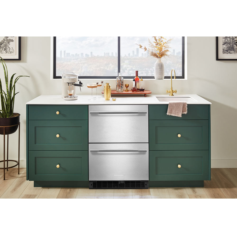 4.4 CuFt Undercounter Double-Drawer Refrigerator in Stainless Steel