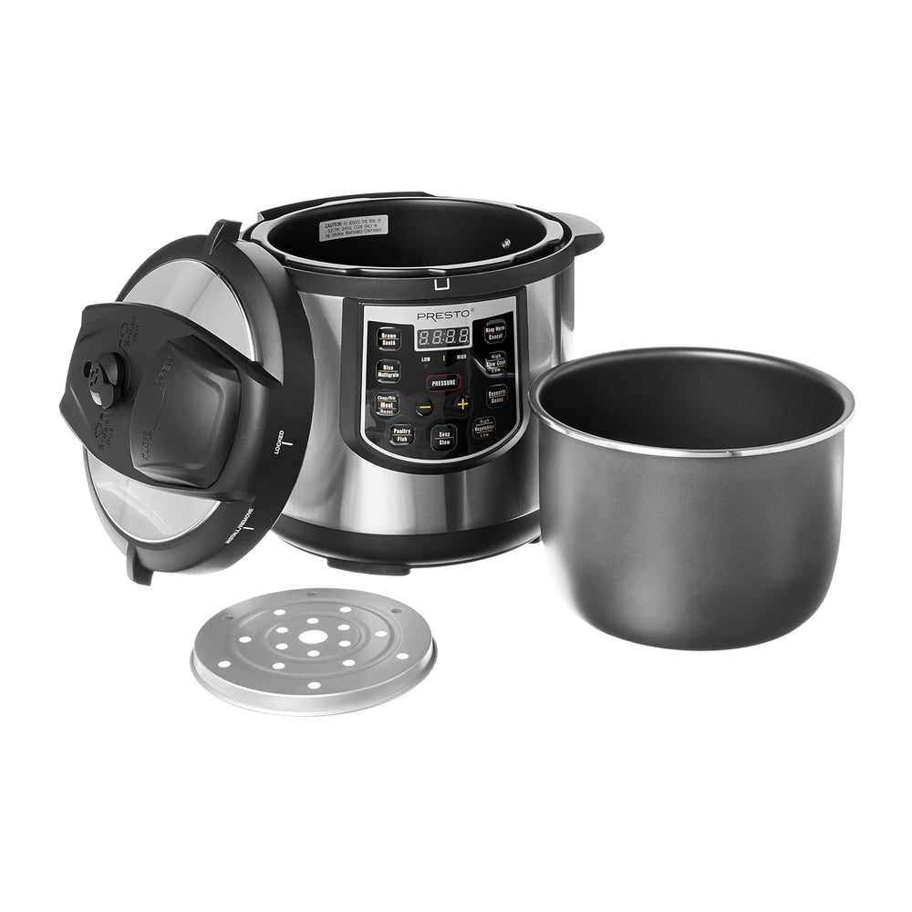 6 Quart Electric Pressure Cooker with 12 Preset Options and 19 Programmable Settings - Stainless Steel