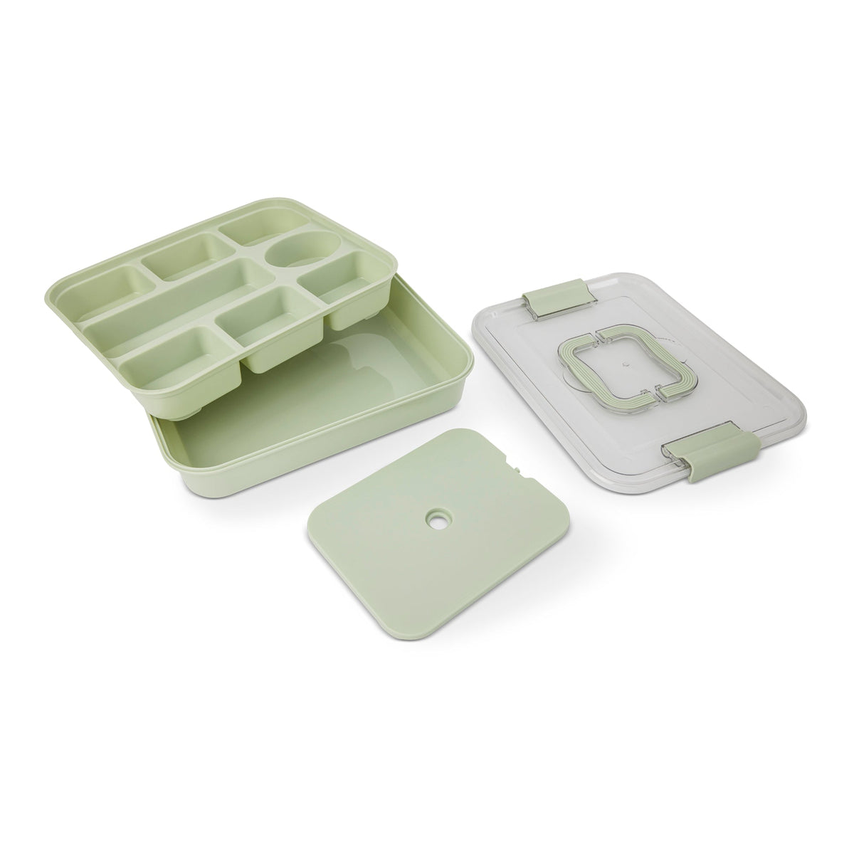 9 Section Snackle w/ Ice Pack & Handle Clip Lid - Etched Glass