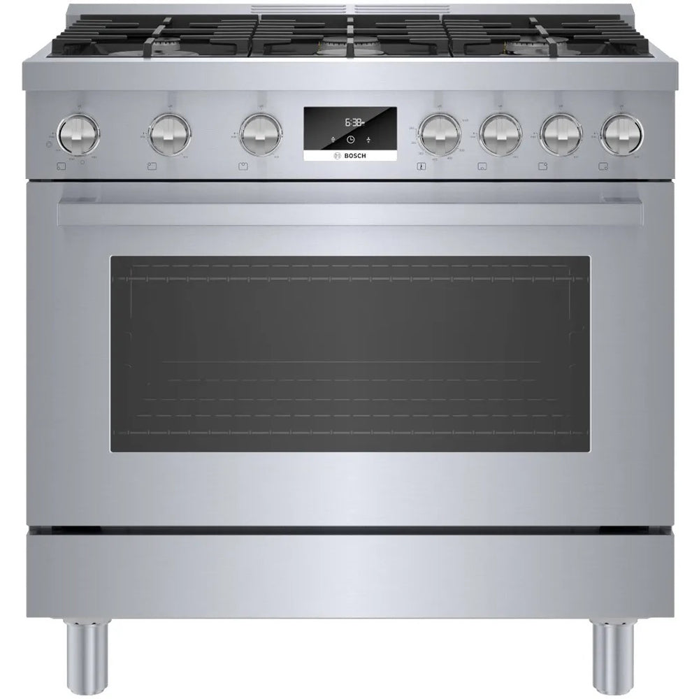 3.7 Cu Ft 800 Series Freestanding 6-Burner Front Control Dual Fuel Convection Gas Range - Stainless Steel