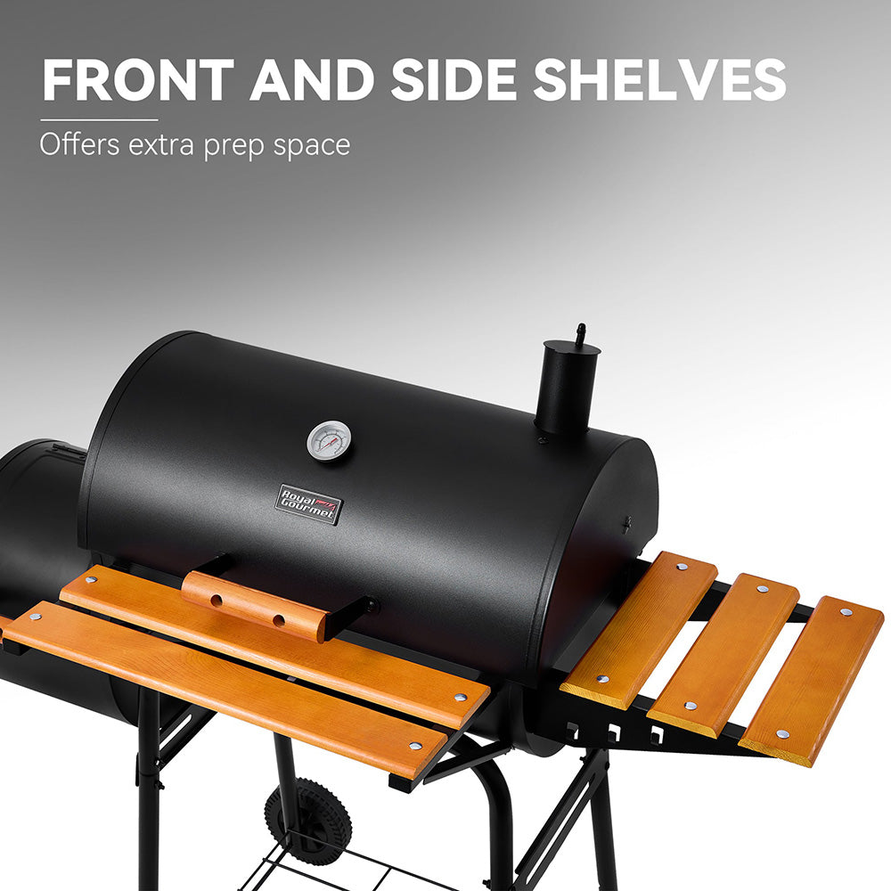 24'' Barrel Charcoal Grill with Offset Smoker
