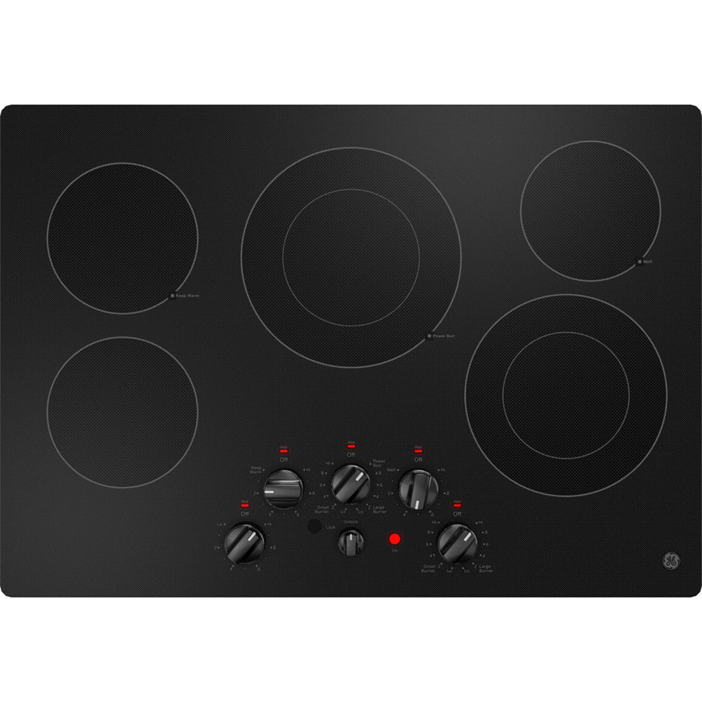 30" 5-Element Radiant Electric Cooktop in Black with Power Boil on Dual-Ring Element
