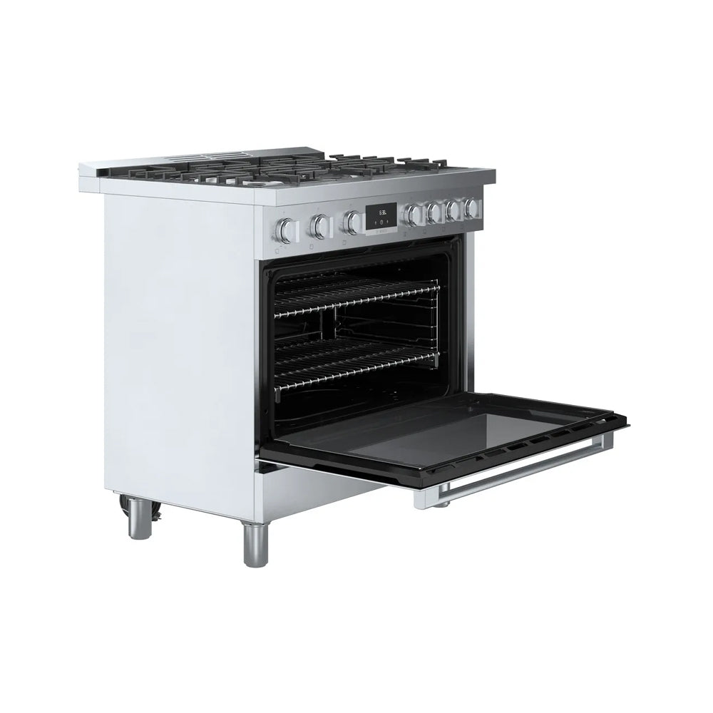 3.7 Cu Ft 800 Series Freestanding 6-Burner Front Control Dual Fuel Convection Gas Range - Stainless Steel