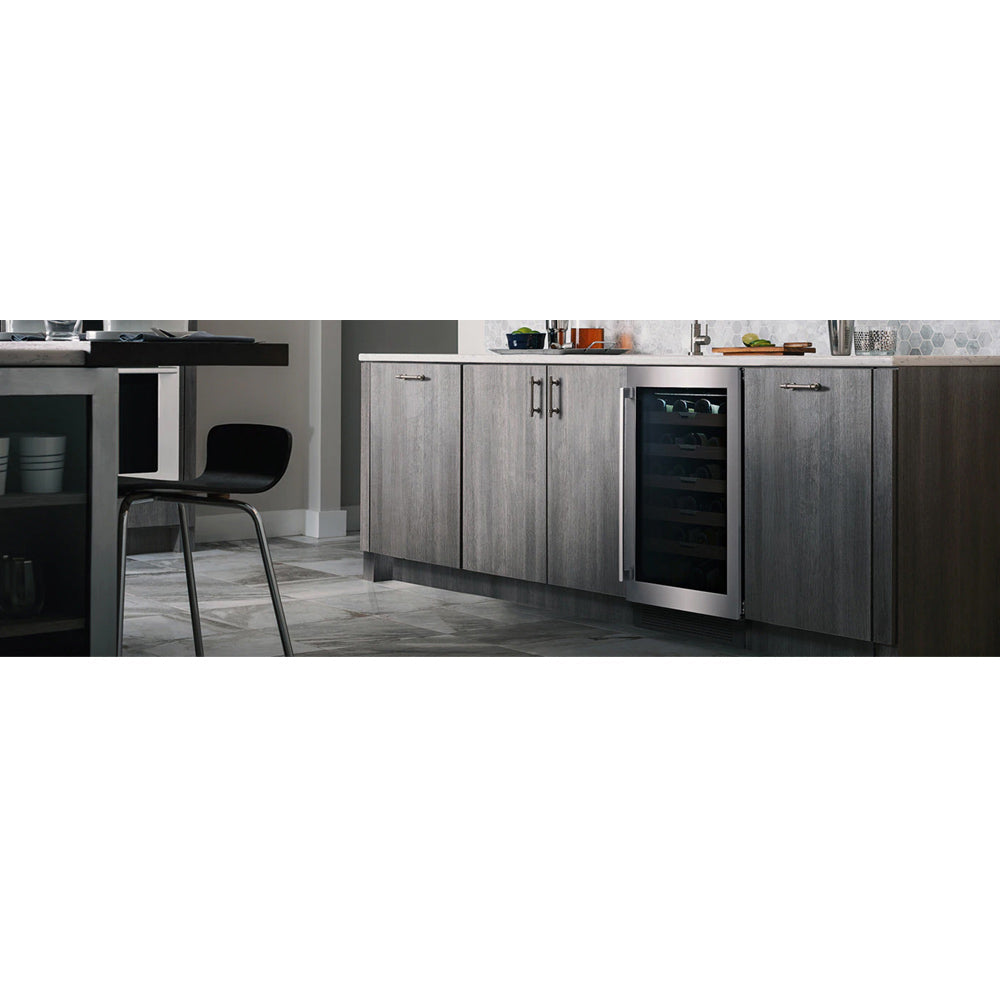 24" 41-Bottle Under-Counter Wine Cooler in Stainless Steel with Premium Wide-Slat Walnut ShelvingRefrigerators