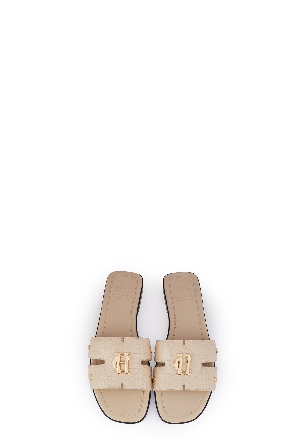 Monogram Slides (Taupe Croc)