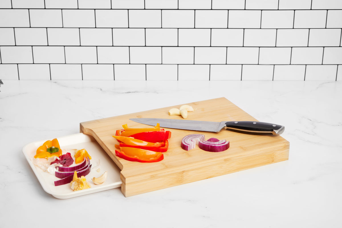 Bamboo Cutting Board with Tray