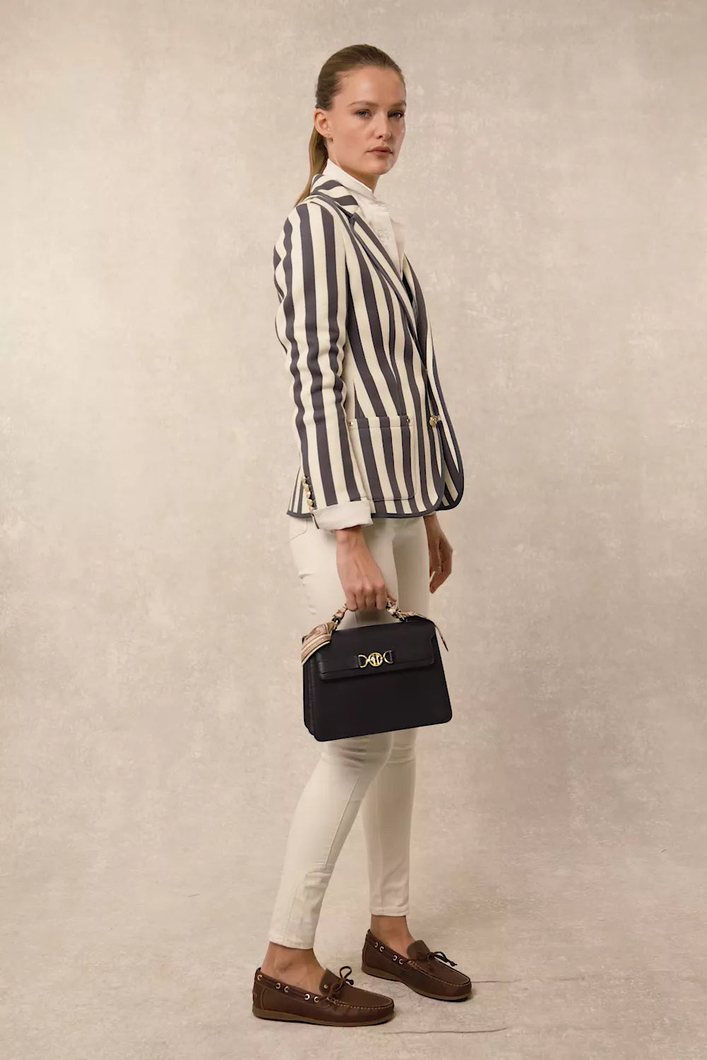 Henley Blazer (Dusty Navy Stripe)