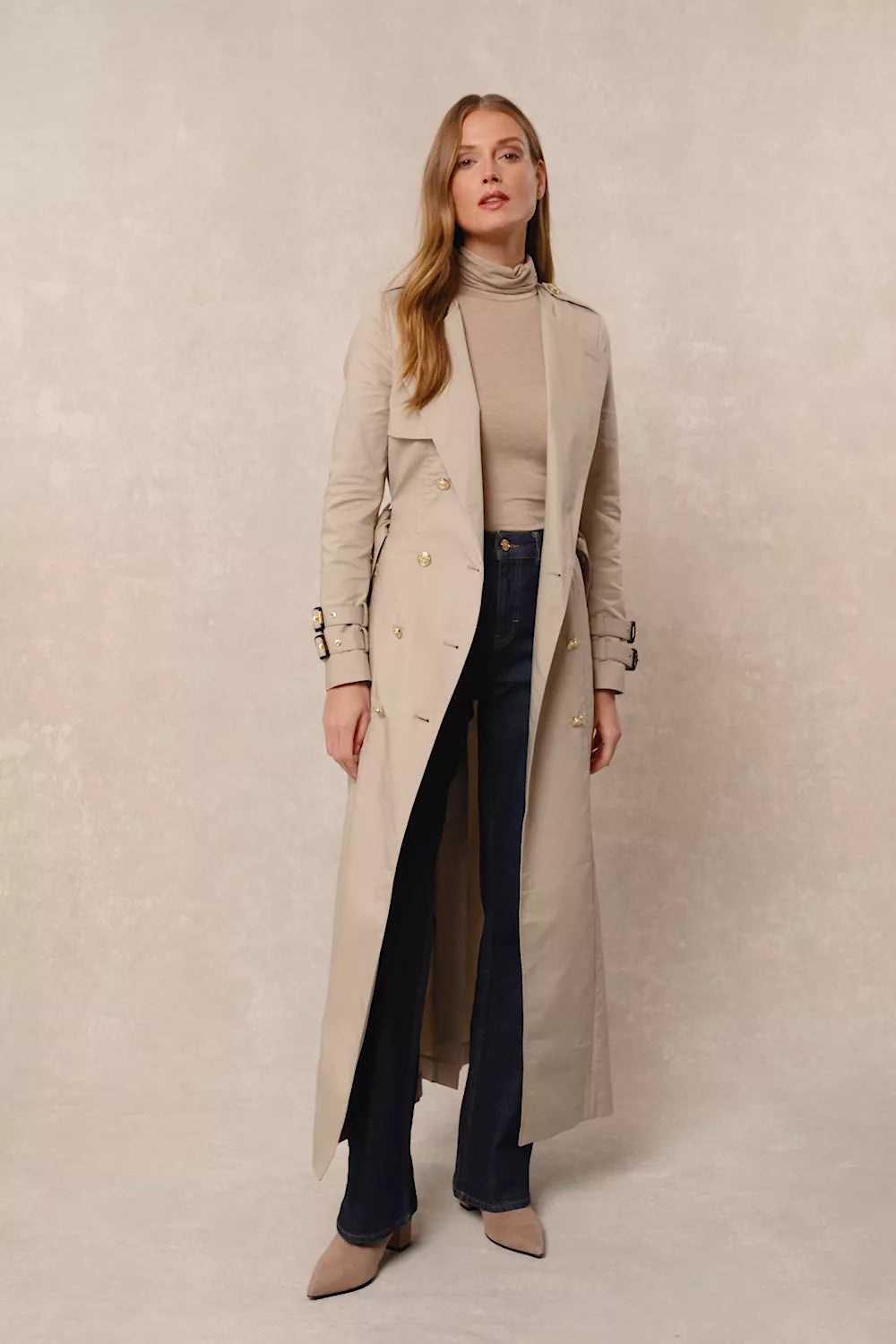Collarless Trench Coat (French Grey)