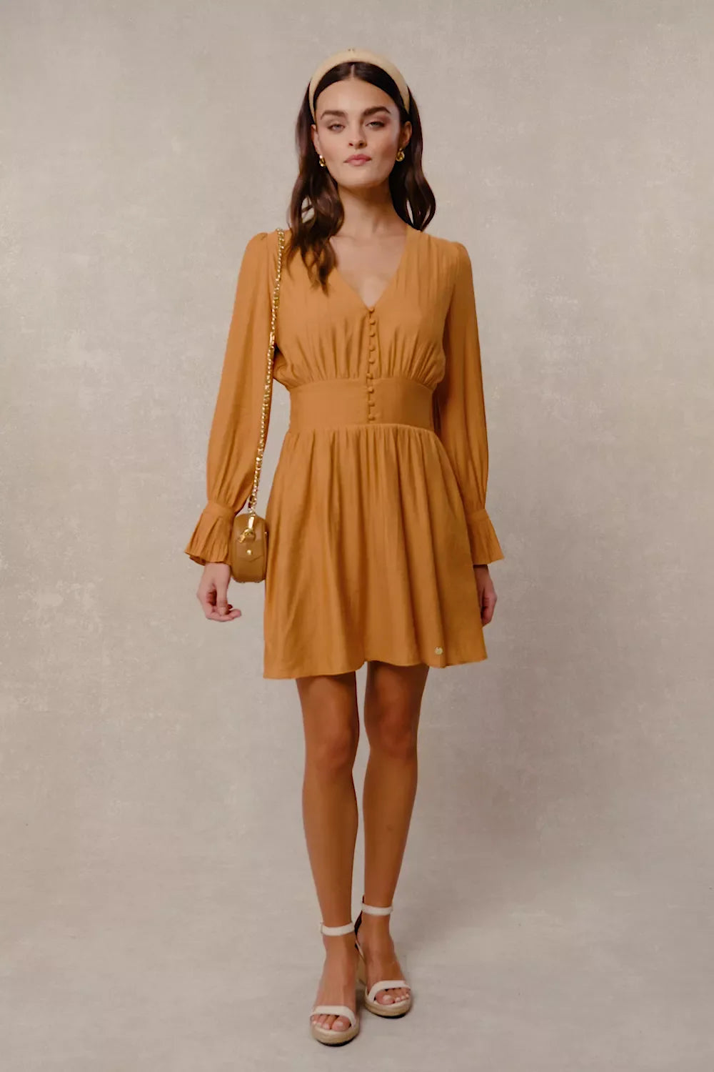 Phoebe V-Neck Mini Dress (Sienna)