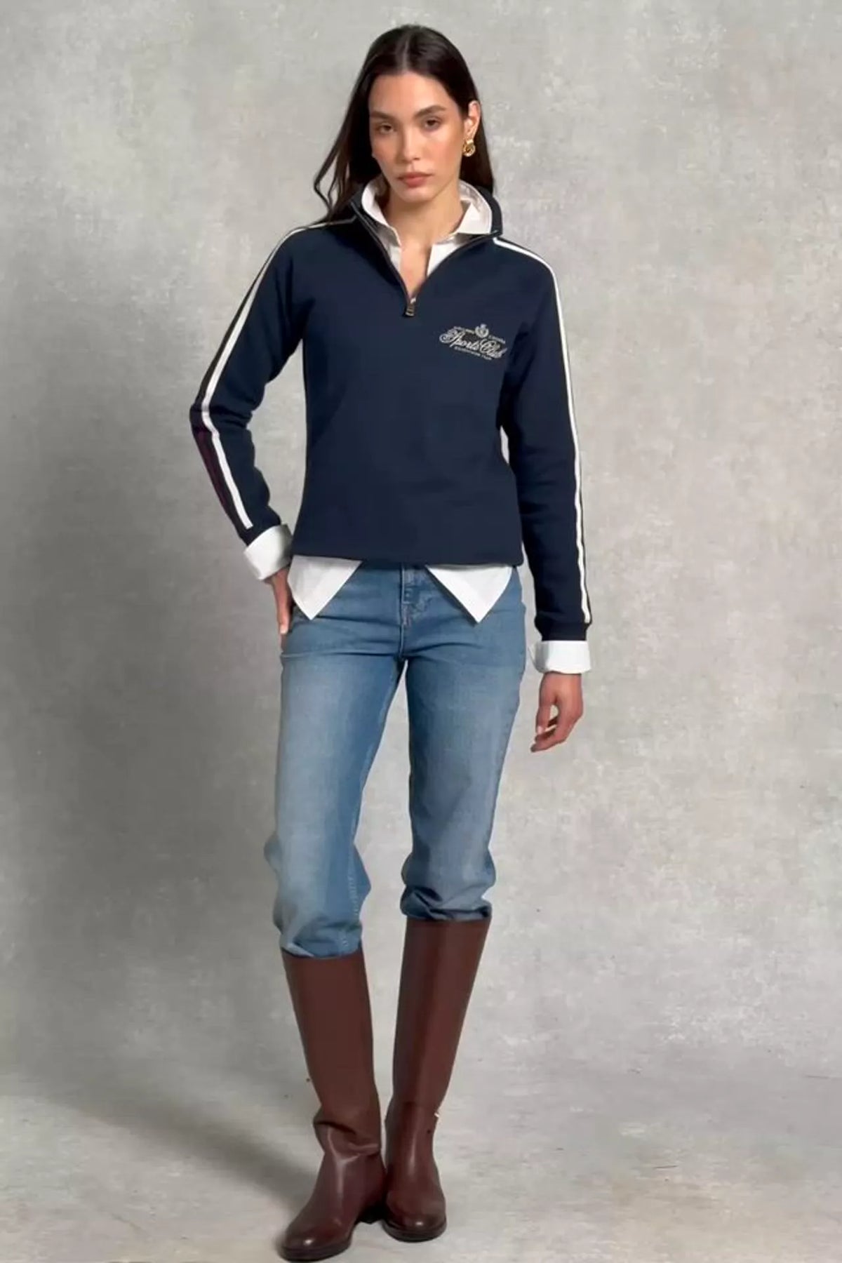 Sporting Quarter Zip Sweat (Ink Navy)