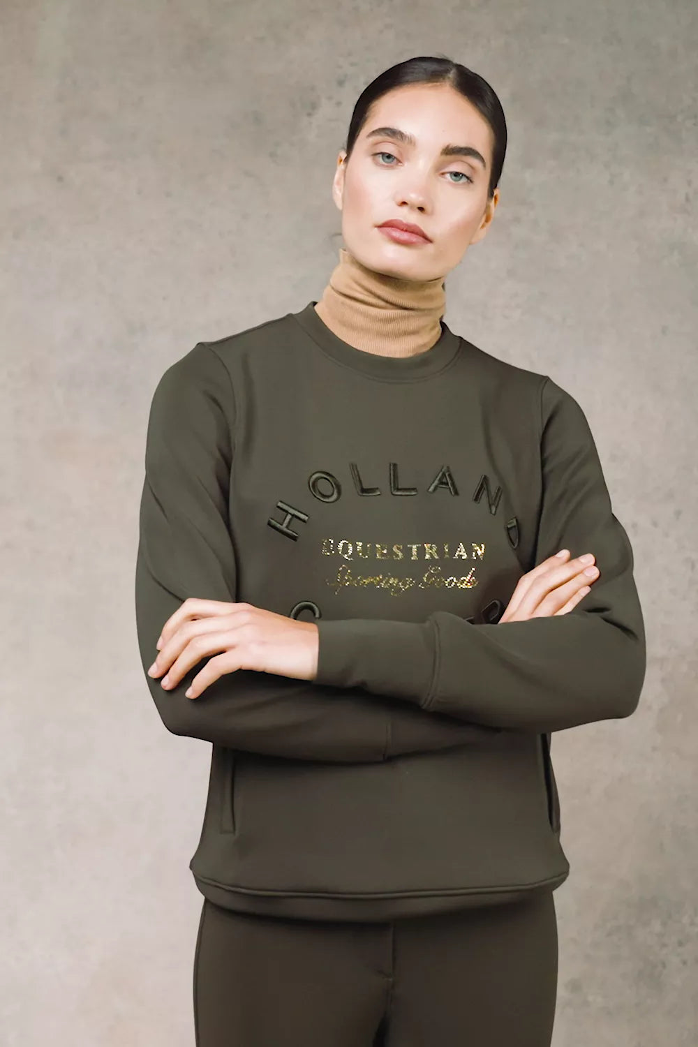Crystal Crew Neck Sweat (Dark Olive)