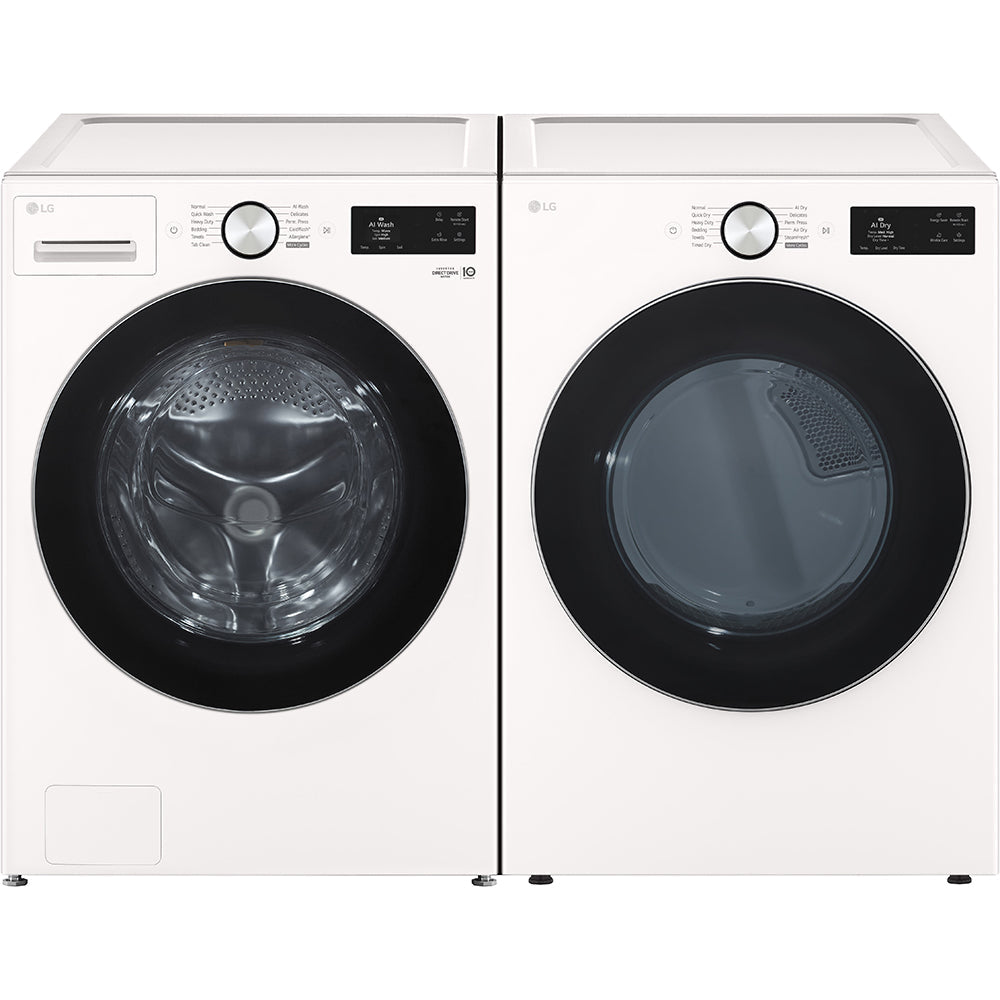 5.0 CuFt Smart Front Load Washer with 7.4 CuFt Smart Front Load Electric Dryer in Alpine White