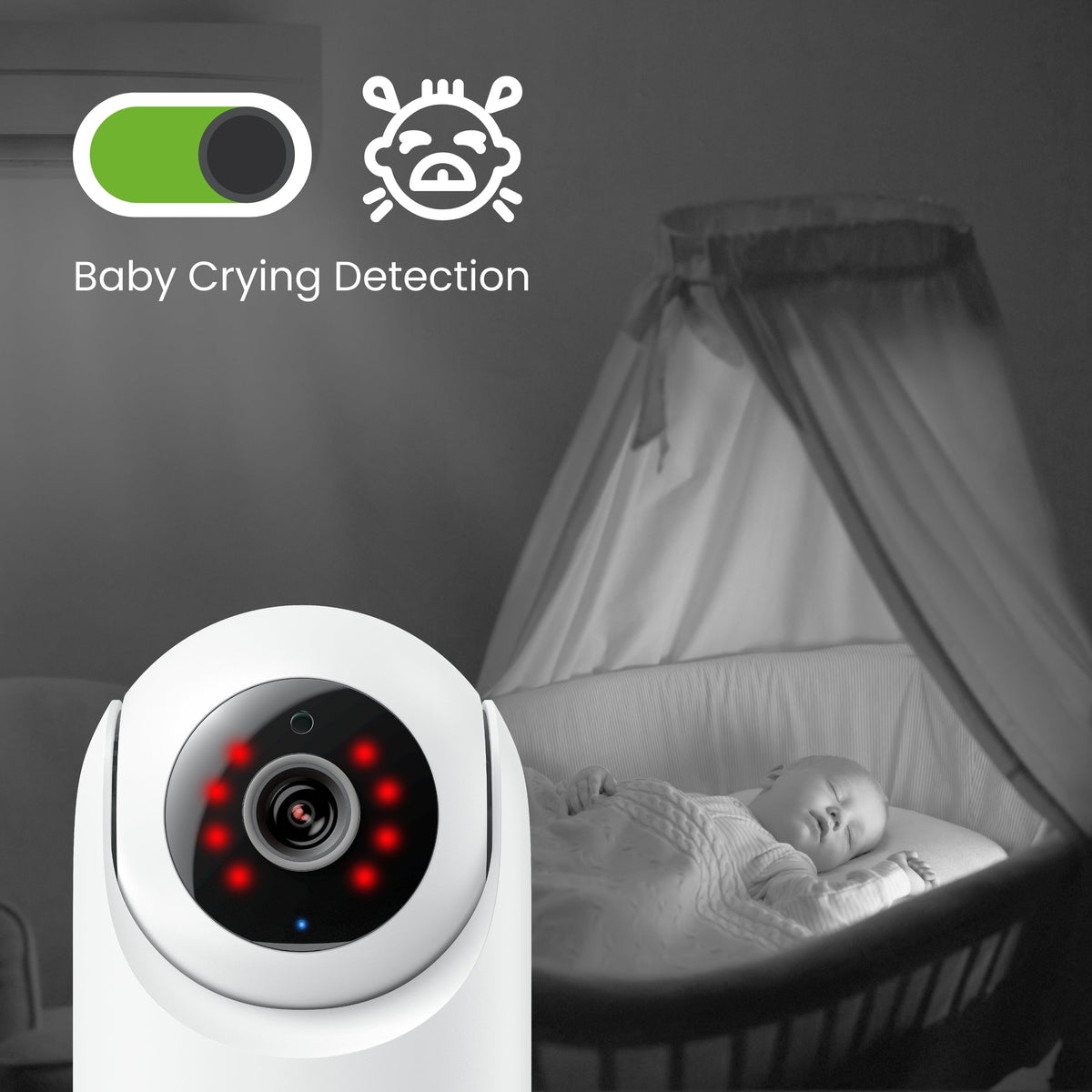 E331 2K+ Indoor Pan-Tilt Plug-in Wi-Fi Camera with Auto-Tracking + Cry Detection - White