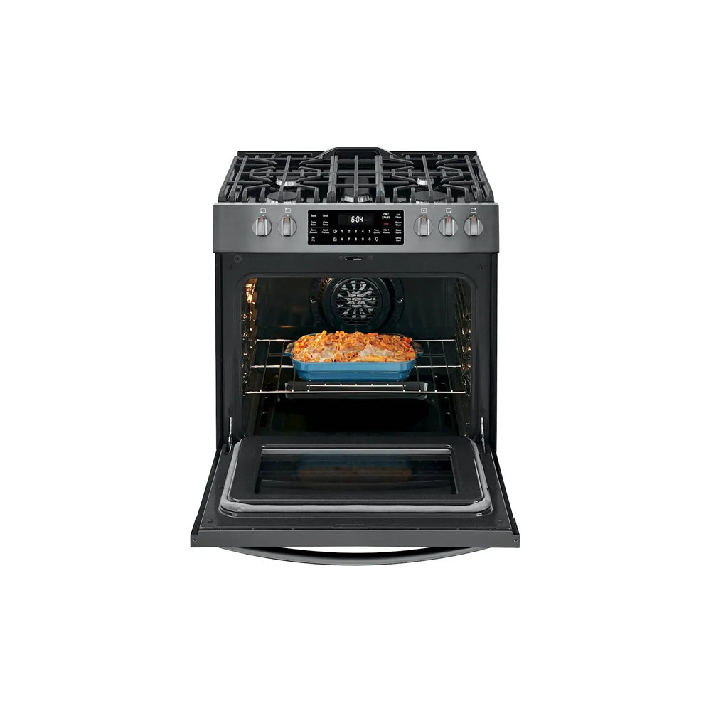 5.6 Cu Ft Freestanding 5 Burner Gas Range with Air Fry - Black Stainless Steel