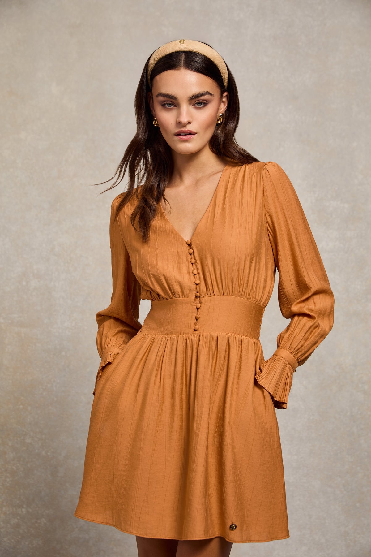 Phoebe V-Neck Mini Dress (Sienna)