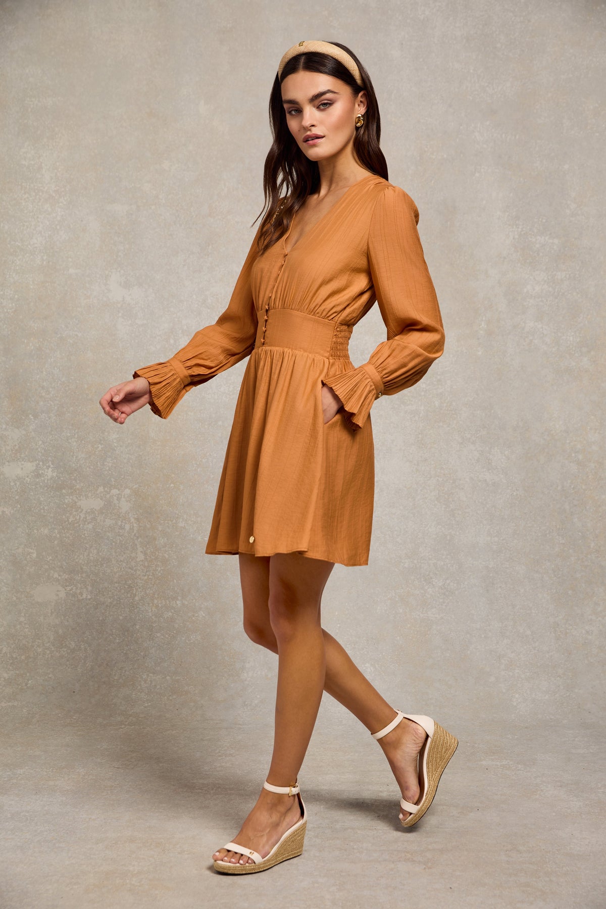 Phoebe V-Neck Mini Dress (Sienna)