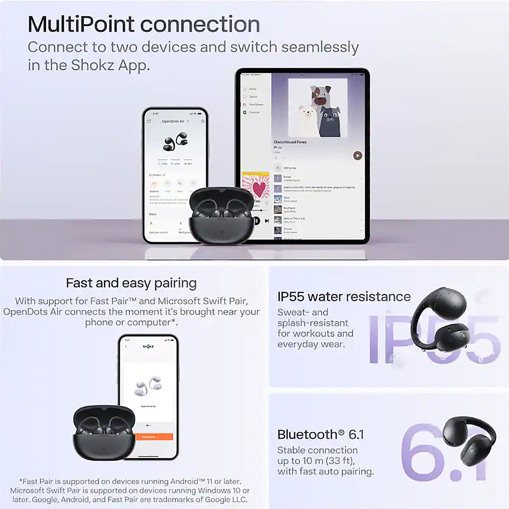 OpenDots Air True Wireless Black Earbuds